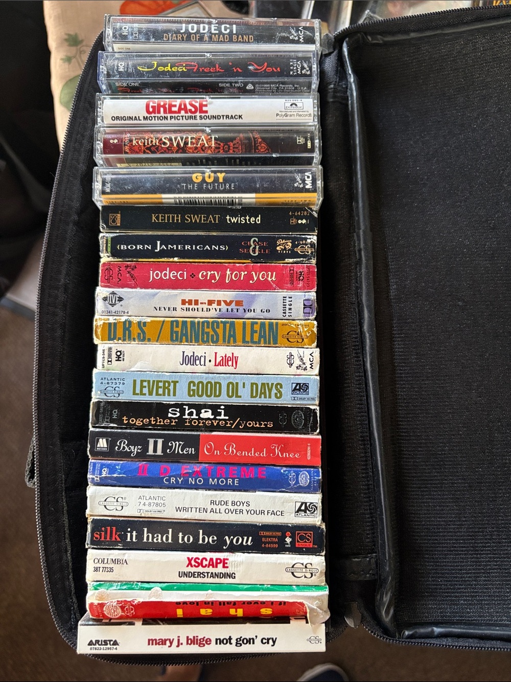 Vintage Cassette Tape Collection with storage case